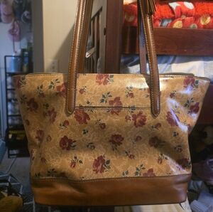 Floral Tan and Brown Tote Bag